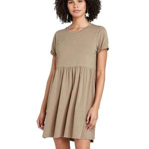 NWT Wild Fable Olive Green Ribbed Babydoll Dress Size L